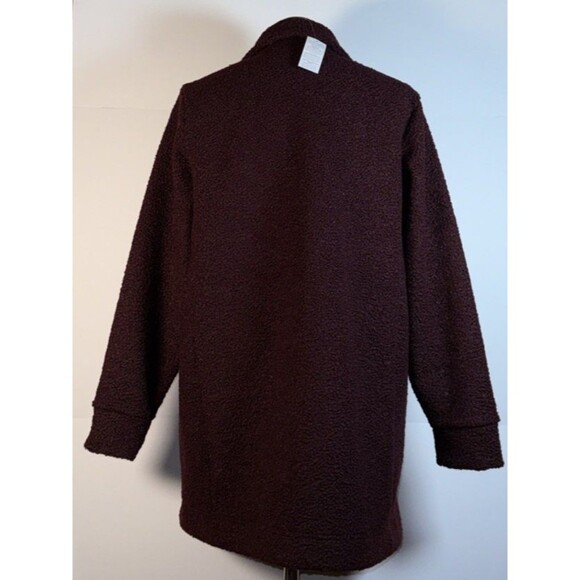 NEW Lands End Large Women Boucle Fleece Coat Jacket Burgundy NWT 14-16 - Picture 6 of 12